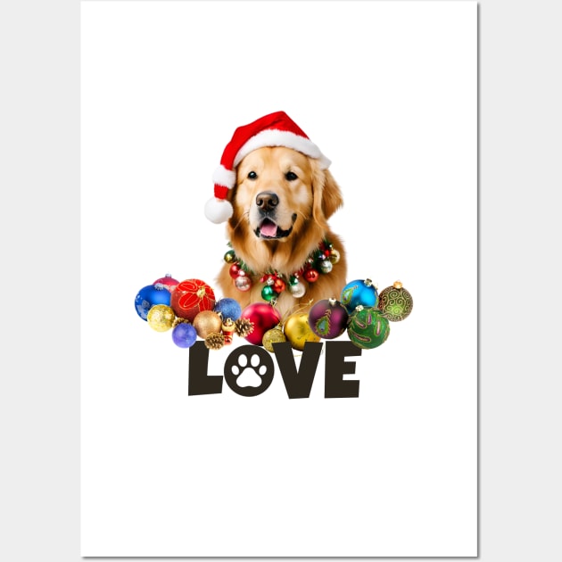 Christmas LOVE Golden Retriever Wall Art by Doodle and Things